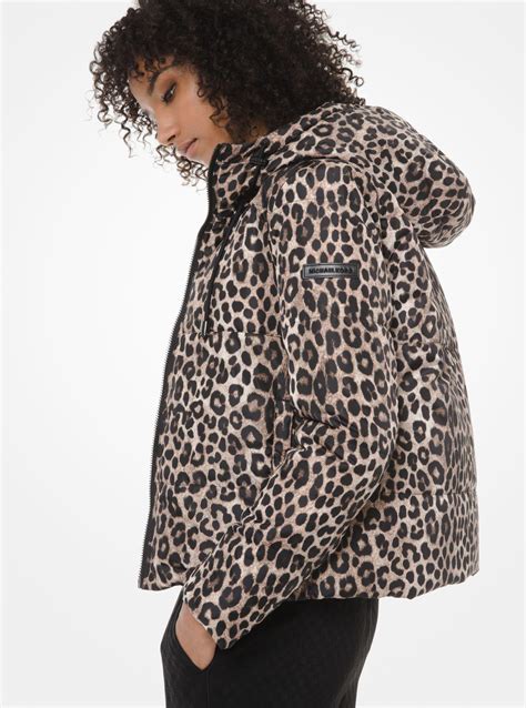 michael kors reversible leopard and logo quilted puffer jacket|saks Michael Kors puffer.